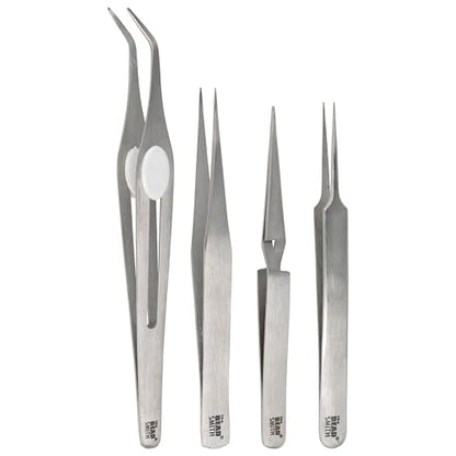 The Beadsmith Crafter’s Tweezers Set – 4-Piece Stainless Steel Set, Includes Knotting, Self-Locking, Fine Tip, and Angled Craft Tweezers