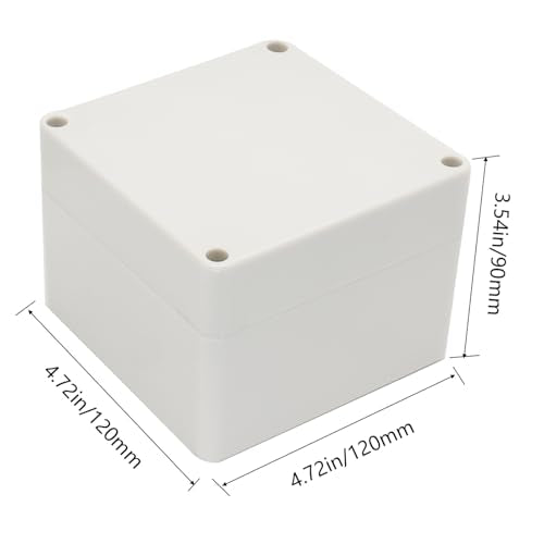 Project Box IP65 Waterproof Junction Box ABS Plastic Electrical Boxes DIY Electronic Project Case Power Enclosure White 4.72x4.72x3.54 inch (120 x 120 x90 mm) - color: White, size: 4.72"x4.72"x3.54"