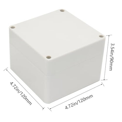 Project Box IP65 Waterproof Junction Box ABS Plastic Electrical Boxes DIY Electronic Project Case Power Enclosure White 4.72x4.72x3.54 inch (120 x 120 x90 mm) - color: White, size: 4.72"x4.72"x3.54"