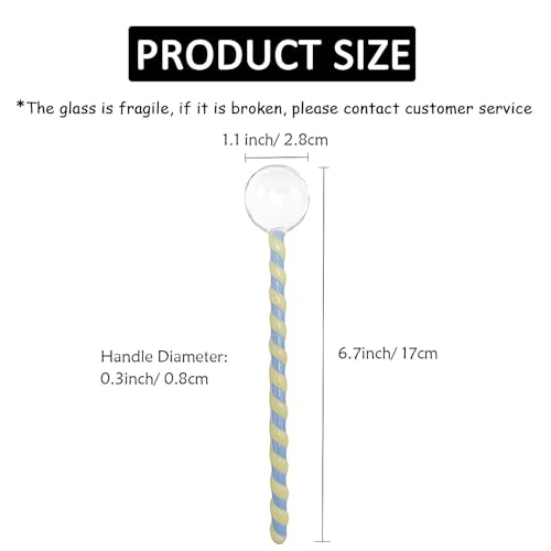 Glass Stirring Spoons 6.7 Inch Clear Crystal Coffee Cocktail Mixing Spoon Teaspoons Ice Cream Yogurt Jam Dessert Scoop Swizzle Stick Stirrer for Bar Cafe Party Coffee (Brown Yellow) - color: Brown Yellow