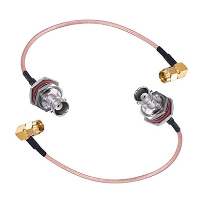 2Pcs BNC Female Bulkhead to SMA Male 90 Degree Connector 6 Inch Low Loss RG316 Coaxial Cable BNC to SMA Right Angle Adapter RF Antenna for Radio Wi-Fi Wireless LAN Devices Use - size: 15cm/6inch