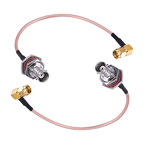 2Pcs BNC Female Bulkhead to SMA Male 90 Degree Connector 6 Inch Low Loss RG316 Coaxial Cable BNC to SMA Right Angle Adapter RF Antenna for Radio Wi-Fi Wireless LAN Devices Use - size: 15cm/6inch