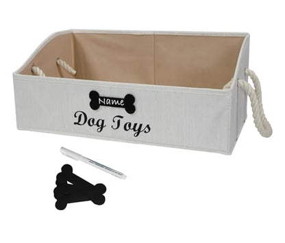 Geyecete Large Dog Toys Storage Bins-Foldable Fabric Trapezoid Organizer Boxes with Cotton Handle,Can be Personalized,Collapsible Basket(Beige-Dog) - color: Beige(Personalized)
