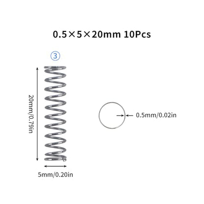 3D Printer Accessories Compression Spring Assortment Kit for Bambu-Lab X1/X1C/X1E/P1P/P1S A1 Mini DIY 3D Printed Part Model - Light Load Springs Standard Part