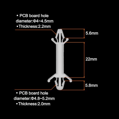 PATIKIL 60PCS PCB Board Isolation Column, Nylon Reverse Locking Circuit Board Clips Standoff Double Head Insulation Bracket Support Height 22mm /0.87" - size: 22mm /0.87"