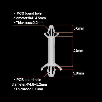 PATIKIL 60PCS PCB Board Isolation Column, Nylon Reverse Locking Circuit Board Clips Standoff Double Head Insulation Bracket Support Height 22mm /0.87" - size: 22mm /0.87"