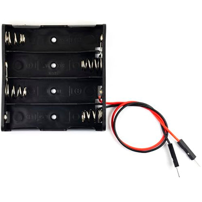 whiteeeen 2pcs 4 AA Battery Holder 4 Slots 6V (4 x 1.5V) Battery Box case with Male Pin Header Wire Lead Easy to Use - size: AA 4x1.5V with Male Pin Header (2pcs)