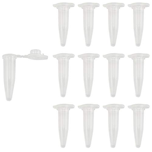 Tegg Centrifuge Tubes 200PCS 0.5 ml Clear Graduated Polypropylene Microcentrifuge Vials Tubes with Attached Lids