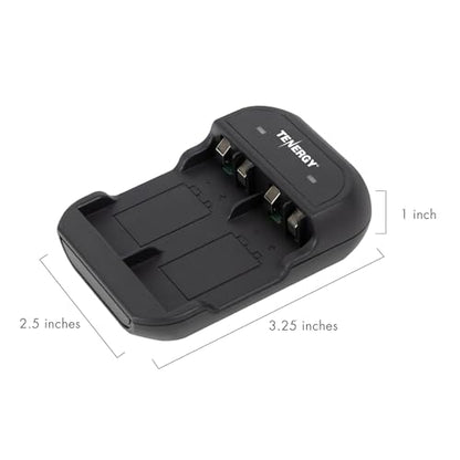Tenergy 9V Battery Rechargeable 250mAh 4 Pack NiMH Square Battery with 2 Bay 9V Battery Charger for Smoke Alarm/Detector - size: Charger + 4 Pack 9Vs