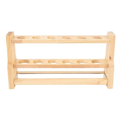 Wooden Test Tube Rack, Pine Wood Holder with 6 Round Holes, Laboratory Equipment Rack with Stable Base, Ideal for Cosmetics, Essential Oils Organization (31mm) - size: 31mm
