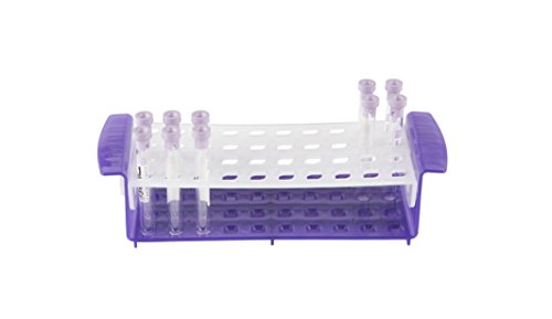Heathrow Scientific HS120498 Multi-Tube Rack, 10 mm - 17 mm, 3.03" Height, 12.16" Length, Polypropylene, Purple/Natural