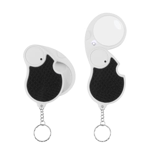Rongon 5X Magnifying Glasses with Light, Keychain Pocket Folding Magnifier - color: Black-2pcs