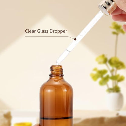 10 Pack 100ml Amber Glass Sample Dropper Bottles with Golden Caps - color: Amber, size: 100mL-10pcs