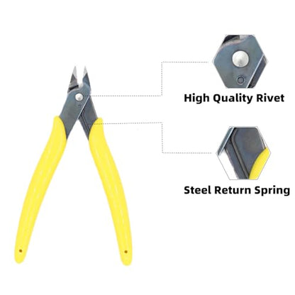 5 Inch Micro Wire Cutter, High-Carbon Steel Flush Side Cutter | Spring-Loaded Ergonomic TPR Grip, 16 AWG Precision Cutter for Electronics, Jewelry Making, Model Building