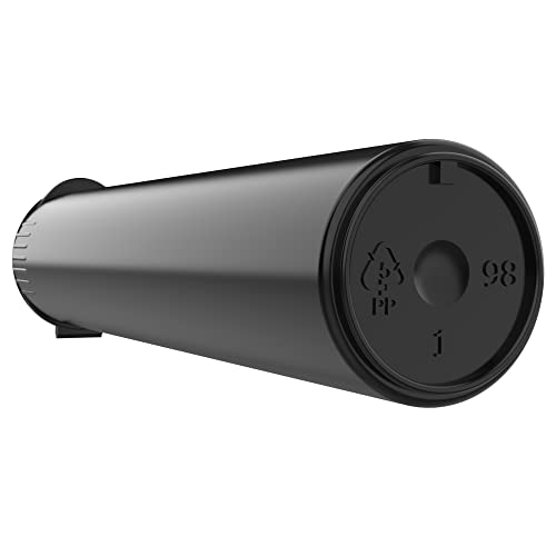 92mm CR Plastic Packaging Pop Top Tubes - Child Resistant Travel Holder Vial Containers - 700 Qty (Black) - color: Black
