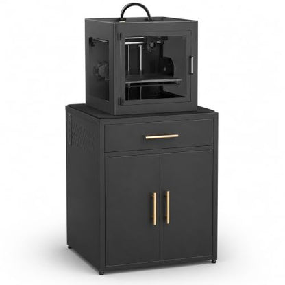 3D Printer Cabinet, Big Sturdy 3D Printer Stand Table with Filament Storage (DK-Black) - color: DK-Black