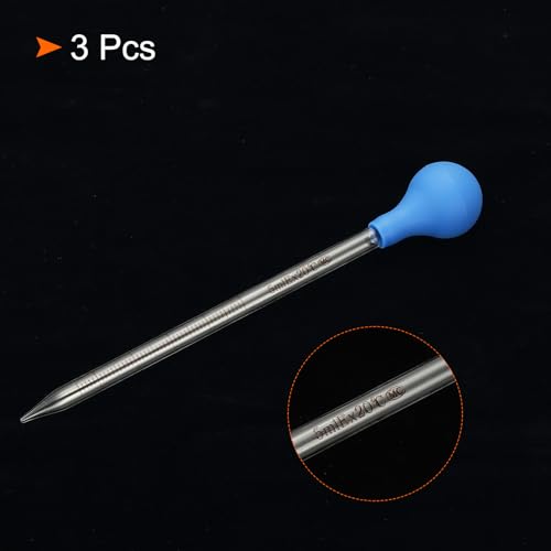 PATIKIL Graduated Dropper Pipettes Kit, 3pcs 5ml Borosilicate Glass Pipette with Rubber Cap for Transfer Liquid for Lab, Chemistry, Clear - size: 5ml