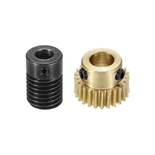 uxcell Worm Gear Set 25T 0.5 Mod 1:25 Brass Gear-6mmOD,1045 Steel Rod 6mmOD - size: Gear-6mm, Rod-6mm Bore, style: 0.5M-25T