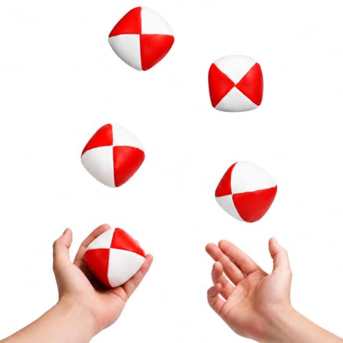 Patelai 6 Pack Juggling Balls for Beginners, Soft Juggle,White Red - color: White Red