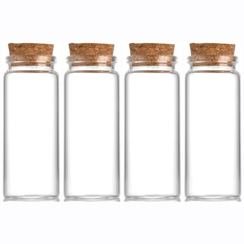4 pcs 70ml Small Glass Bottles with Cork Stopper Christmas Decorations Vials Jars,Cute Storage Jar,Wishing Bottle 37x90mm(1.46x3.55inch) - size: 37x90mm(1.46x3.55inch)