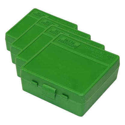 MTM 100 Round Flip-Top Ammo Box 38/357 Cal (Green) (Pack of 4) - color: Green, size: Pack of 4