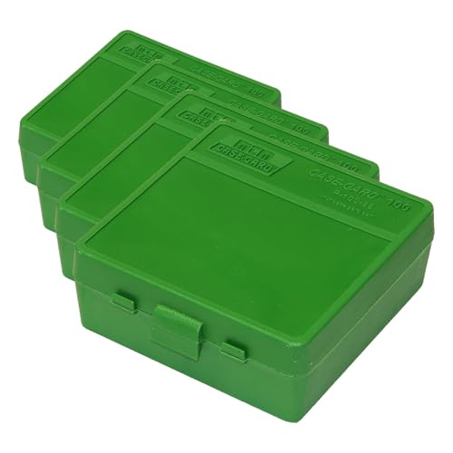 MTM 100 Round Flip-Top Ammo Box 38/357 Cal (Green) (Pack of 4) - color: Green, size: Pack of 4