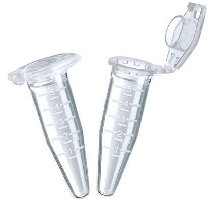 5ml Sterile Microcentrifuge Tubes with Safe-Lock Cap, Pack of 200, Max.RCF25000×G Conical Bottom Centrifuge Tubes, PP Material, Molded Graduation 10.5x51mm, IN-MT50A - style: 5mL, 200PCS,Sterile