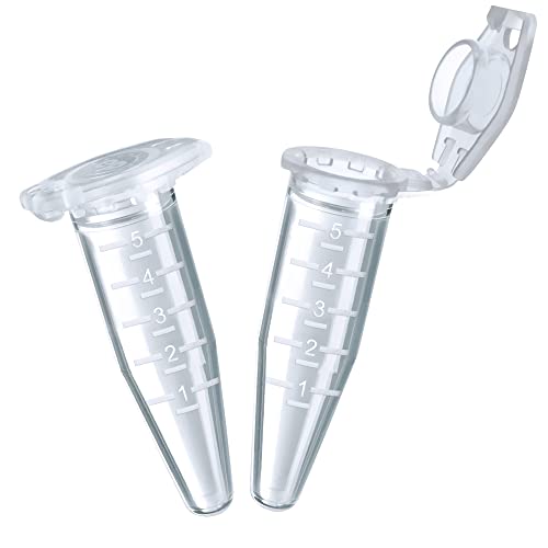 5ml Sterile Microcentrifuge Tubes with Safe-Lock Cap, Pack of 200, Max.RCF25000×G Conical Bottom Centrifuge Tubes, PP Material, Molded Graduation 10.5x51mm, IN-MT50A - style: 5mL, 200PCS,Sterile