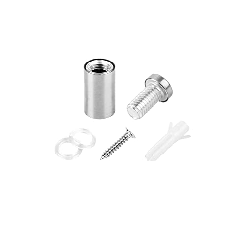 Standoff Screws for Acrylic 1/2 x 1 inch Stainless Steel Wall Sign Silver Standoff Mounting Hardware 20 Pack - size: 1/2 x 1