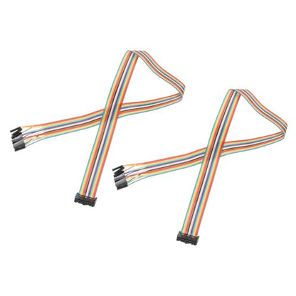 MECCANIXITY 2 Pcs IDC Rainbow Wire Flat Ribbon Cable FC-Female to 16P 19.6 Inch Length 2.54mm Pitch Breadboard Jumper Wires for Electronic Projects - size: 19.6 Inch, style: 16 Pin