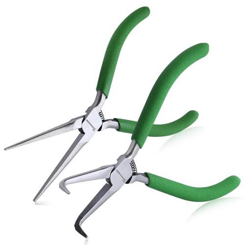 SPEEDWOX 2PCS Mini Bent & Straight Nose Pliers Set, 5-Inch for Jewelry, DIY - style: 2 x needle nose pliers