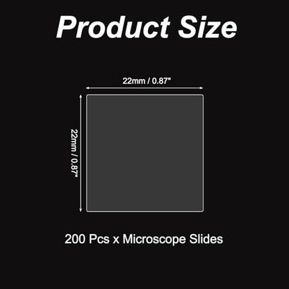 PATIKIL 200pcs Cover Slips for Microscope Slides, 22x22mm Microscope Cover Square for Laboratory Sample Observe - size: 22x22mm