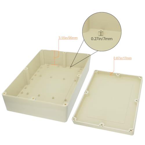 LeMotech Waterproof Dustproof IP65 ABS Plastic Junction Box Universal Electric Project Enclosure Pale Gray 12.6 x 9.45 x 4.33 inch (320 x 240 x 110 mm) - size: 12.6"x9.45"x4.33"