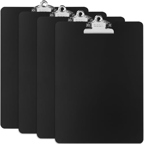 ZCZN Metal Clipboard, 4 Pack Heavy Duty Aluminum Clipboards 12 x 9 Inches, A4 Letter Sizer Document Holder with High Capacity Clip, Suitable for School, Office, Jobsite or Medical Staff, Black - color: Black