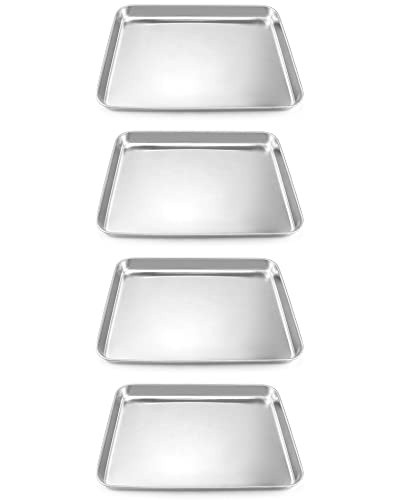 QWORKStainless Steel Utility Tray, Multipurpose Metal Storage Tray for Lab Instruments, Tattoo Supplies, 12 3/16 x 9 7/16 x 1 5/16, 4 Pack - color: 4 Pack, size: 12 3/16" x 9 7/16" x 1"