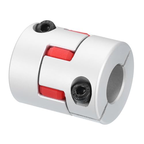 uxcell D30 L35 12mm to 14mm Flexible Plum Shaft Coupling Aluminum Motor Connector Flexible Spider Coupler for 3D Printer CNC Machine and Servo Stepper Motor (Silver Tone/Red)