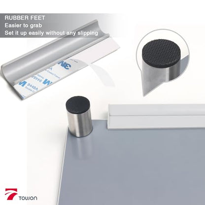Silver Mini Desktop Pure Glass Whiteboard, Small Glass Dry-Erase Whiteboard - color: Silver