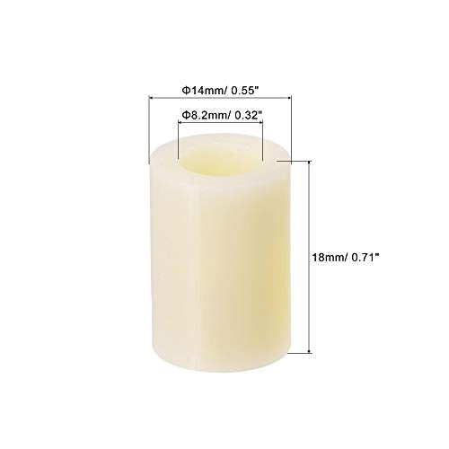 uxcell ABS Round Spacer Washer ID 8.2mm OD 14mm Length 18mm Plastic Standoff for 3D Printer, TV Wall Mounting, Electrical Outlet, Beige, 100Pcs - size: 18mm