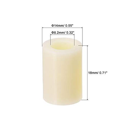 uxcell ABS Round Spacer Washer ID 8.2mm OD 14mm Length 18mm Plastic Standoff for 3D Printer, TV Wall Mounting, Electrical Outlet, Beige, 100Pcs - size: 18mm