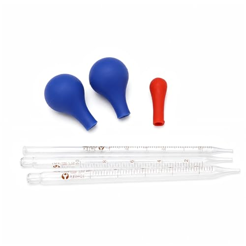 3Pcs Glass Graduated Pipettes Dropper, 10ml & 3ml Liquid Dropper with Rubber Bulb for Lab Home DIY Craft