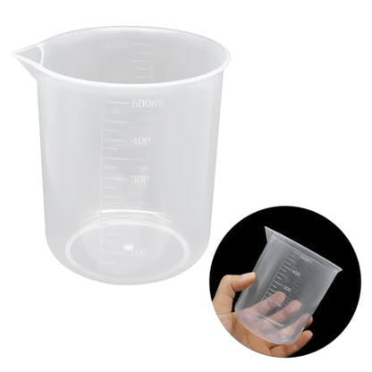 Waziaqoc 500ml/17oz Plastic Graduated Beaker, 6 Pack - size: 4.18 x 3.94 Inch