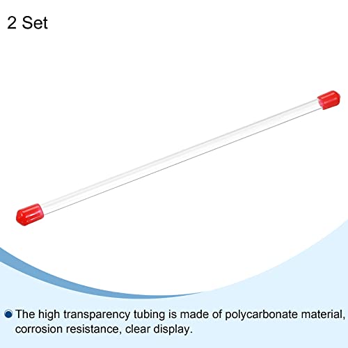 PATIKIL Clear Rigid Tube Round Plastic Tubing with Red Rubber Caps Polycarbonate Water Pipe, 305mm/ 12 Inch Length, 4mmx6mm/0.16"x0.23", 2 Set - color: Red,Clear, size: 0.16"x0.23"