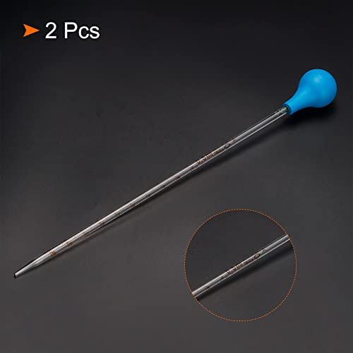 PATIKIL Graduated Dropper Pipettes Kit, 2pcs 0.5ml Borosilicate Glass Pipette with Rubber Cap for Transfer Liquid for Lab, Chemistry, Clear - size: 0.5ml
