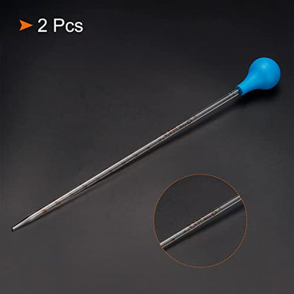 PATIKIL Graduated Dropper Pipettes Kit, 2pcs 0.5ml Borosilicate Glass Pipette with Rubber Cap for Transfer Liquid for Lab, Chemistry, Clear - size: 0.5ml