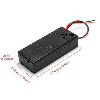 2PCS 3V (2 x 1.5V) 2AA Battery Holder Enclosures with Wire Leads and On/Off Switch Lid in Front 3 Volt Battery Case