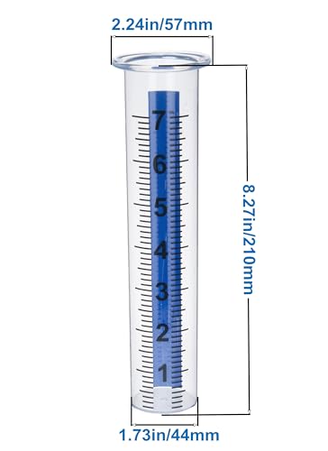 7" Plastic Rain Gauge Replacement Tube with Lid Design, Easy to Read Freeze Proof Rain Gauges (Plastic Gauge Tube (Blue Strip)) - style: Plastic Gauge Tube (Blue Strip)