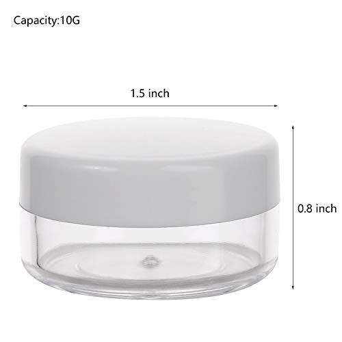 100 Count Mini Makeup Sample Containers with Lids 10g Plastic Cosmetic Containers Refillable Traveling Jars for Skin Care Products - White - color: White, size: 10g (100 Count)