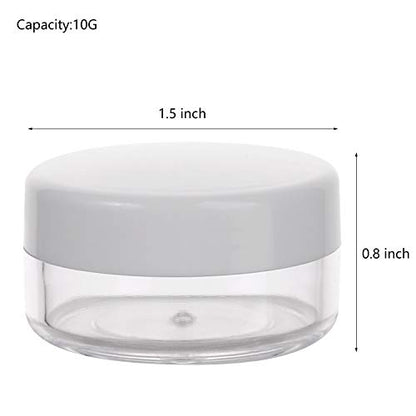 100 Count Mini Makeup Sample Containers with Lids 10g Plastic Cosmetic Containers Refillable Traveling Jars for Skin Care Products - White - color: White, size: 10g (100 Count)