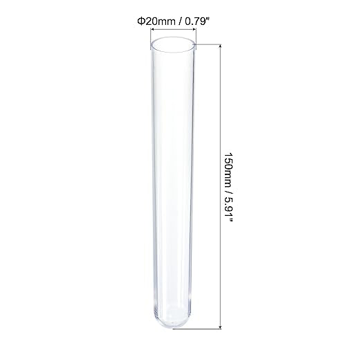 PATIKIL 30ml Plastic Test Tubes with Cork Stoppers, 5Pcs 150x20mm Tubes for Scientific Party Decoration Candy Bead Storage Bath Salt Lab Use, Clear - size: 150x20mm