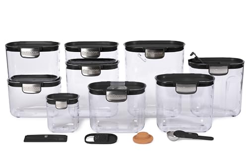ProKeeper+ Airtight Food Storage Container Set – Clear Plastic Flour and Sugar Canister Set with Magnetic Accessories for Kitchen Organization (Black, 13-Piece) - color: Black, size: 13-Piece
